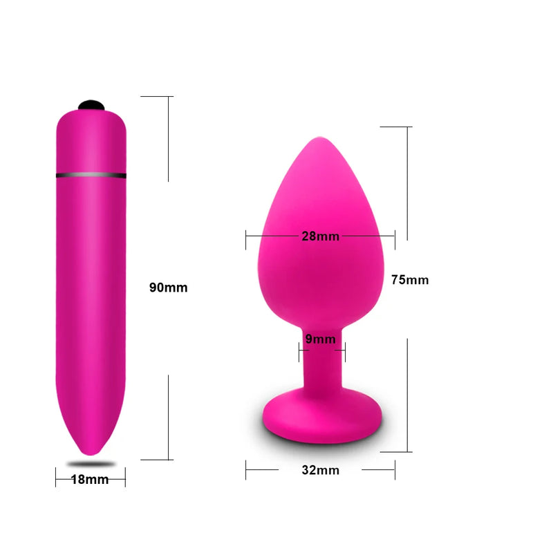 the DIAMOND - S/M/L Anal Plug Butt Vibrator Women/Men Soft Silicone Round Shaped Erotic Bullet Anal plug Bullet Gay Sex Toys for Adults