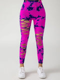 the SHREDDED LEGGINGS - Seamless Yoga Tie-Dye Skinny Hollow Out High Waist Scrunch Butt Sports Fitness Leggings