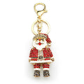 the RHINESTONE SANTA - Santa Claus Rhinestone Key Rings Alloy Gold Color Father Christmas Jewelry Gifts