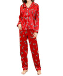 the CHRISTMAS MORNING PAJAMAS - Women 2 Piece Pajama Set Christmas Long Sleeve Button Up Shirt + Pants Set Loose Sleepwear Loungewear