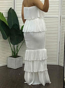 the SIMPLY CHIC - Women Fashion Bandeau Shirred Ruffle Hem Layered Dress
