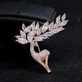 the RHINESTONE COLLECTION - Fashion Full of Rhinestone Deer Brooch Pin Gold Plated Silver Color Crystal Animal Christmas Jewelry Gifts