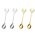 the SPOONFUL - 4pcs Christmas Elk Head Shape Stainless Coffee Spoon New Year Christmas Decoration Table Decor for Home Navidad Gifts