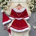 the SECRET SANTA - Christmas Red Top Sexy Patchwork Bodysuit Cosplay Erotic Lingerie Winter Strap Pajamas Nightwear