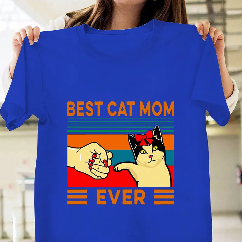 the BEST CAT MOM EVER - Printed Loose T-Shirt for Women