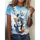 the CUTESY CAT - Cute Animal 3D Printed Short Sleeves Summer Oversized O-Neck T-Shirts for Women
