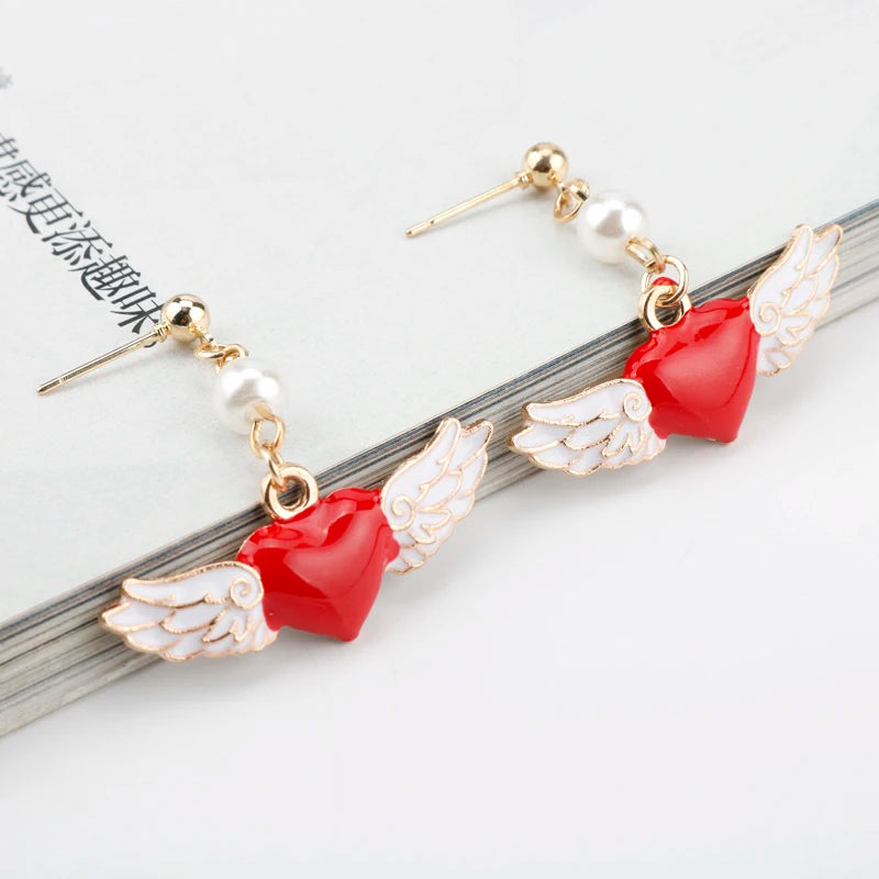 the GLAM GIRL COLLECTION - Earrings Time Key Moon Stick Crystal Pearl Dangle Earrings Kawaii Christmas Gift