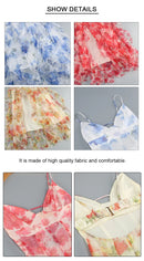 the FLOWER GIRL - Colorful Floral Printing Beach Long Dresses, Summer Chic Spaghetti Straps Backless Princess Fairy Maxi Dress