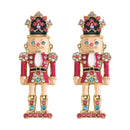 the NUTCRACKER - Christmas Nutcracker Earrings Shiny Rhinestone Nutcracker Soldier Earrings Perfect Festival Party Gifts