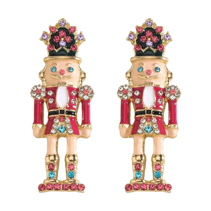 the NUTCRACKER - Christmas Nutcracker Earrings Shiny Rhinestone Nutcracker Soldier Earrings Perfect Festival Party Gifts