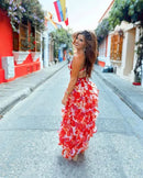 the RUFFLE MY FEATHERS - Women Summer Strapless Fashion Organza Fairy Long Elegant Evening Dress, Ruffles High Waist Loose Maxi Dress