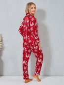 the CHRISTMAS MORNING PAJAMAS - Women 2 Piece Pajama Set Christmas Long Sleeve Button Up Shirt + Pants Set Loose Sleepwear Loungewear