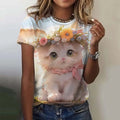 the CUTESY CAT - Cute Cat Pattern 3D Print Short Sleeve Casual Fashion Oversized T-Shirts