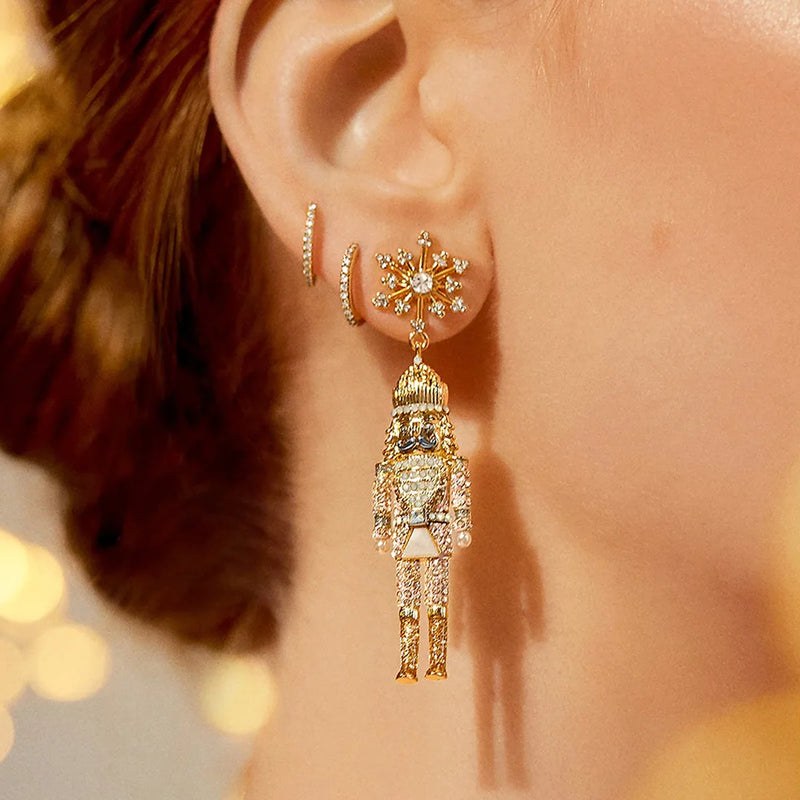 the NUTCRACKER - Christmas Nutcracker Earrings Shiny Rhinestone Nutcracker Soldier Earrings Perfect Festival Party Gifts