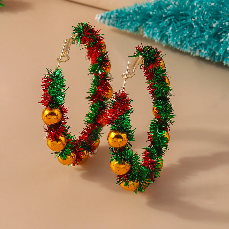 the WREATHS - Christmas Wreath Earrings Creative Christmas Garland Earrings Happy New Year Holiday Jewelry Gifts