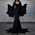 the MORTICIA ADDAMS - Gothic Winter Flared Sleeve Witch Dress Addams Family Fishtail Dress Halloween Costume