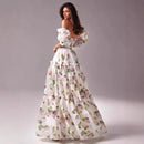 the BRIDGERTON - Spring/Summer Women's Off Shoulder Floral Long Dress, Fashion Long Dress European and American Women's Wear