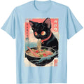 the NOODLE CAT - Delicious Noodles 3D Printed Short Sleeves O-Neck Loose T-Shirts for Women