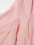 the COURTSY - Solid Spliced Button Slimming Dresses for Women, O-Neck Long Sleeve High Waist Patchwork Ruffles Dress