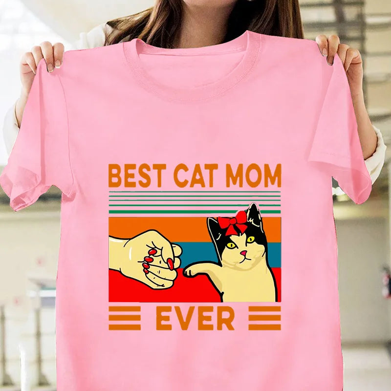 the BEST CAT MOM EVER - Printed Loose T-Shirt for Women