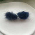 the FURBALL COLLECTION - Genuine Mink Fur Ball Fur Pom Pom Stud Earrings SoftJewelry Cute Christmas Gift