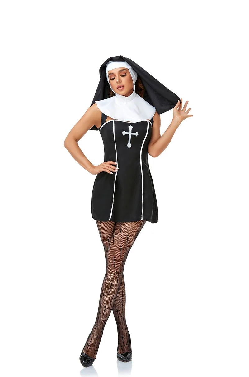 the NAUGHTY NUN - Adult Nun Costume Women Nun Sister Dress