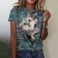 Women 3D Cute Cat Printed Women's T-Shirt Summer Oversized T-Shirt Fashion Popular Clothes Women Clothing Short Sleeve Blouse