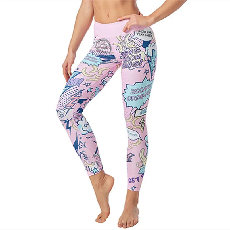 the COMIC LEGGINGS - Leggings Sport Fitness Seamless Print Yoga Pants Leggings for Fitness Running Sports Pants Fitness Slim Gym Leggings