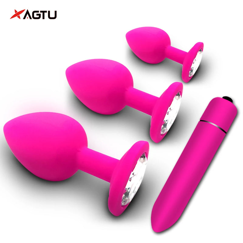 the DIAMOND - S/M/L Anal Plug Butt Vibrator Women/Men Soft Silicone Round Shaped Erotic Bullet Anal plug Bullet Gay Sex Toys for Adults