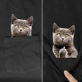 the POCKET CAT - Cat Middle Finger Casual Pocket Cotton T-Shirts