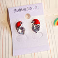 the RHINESTONE COLLECTION - Christmas Stud Earrings Trend New in Year Jewelry Gift Christmas Santa Claus Hat Reindeer Piercing Earrings