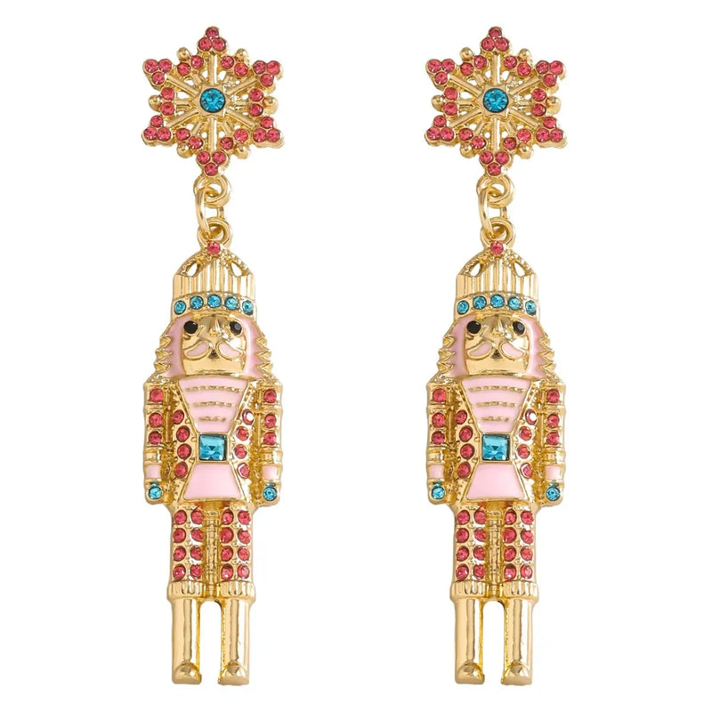 the NUTCRACKER - Christmas Nutcracker Earrings Shiny Rhinestone Nutcracker Soldier Earrings Perfect Festival Party Gifts