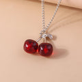 the CHERRY BOMB - Lovely Gold Color Wine Red Cherry Pendant Necklace Personality Necklace Wedding Jewelry Birthday Gifts