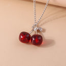the CHERRY BOMB - Lovely Gold Color Wine Red Cherry Pendant Necklace Personality Necklace Wedding Jewelry Birthday Gifts