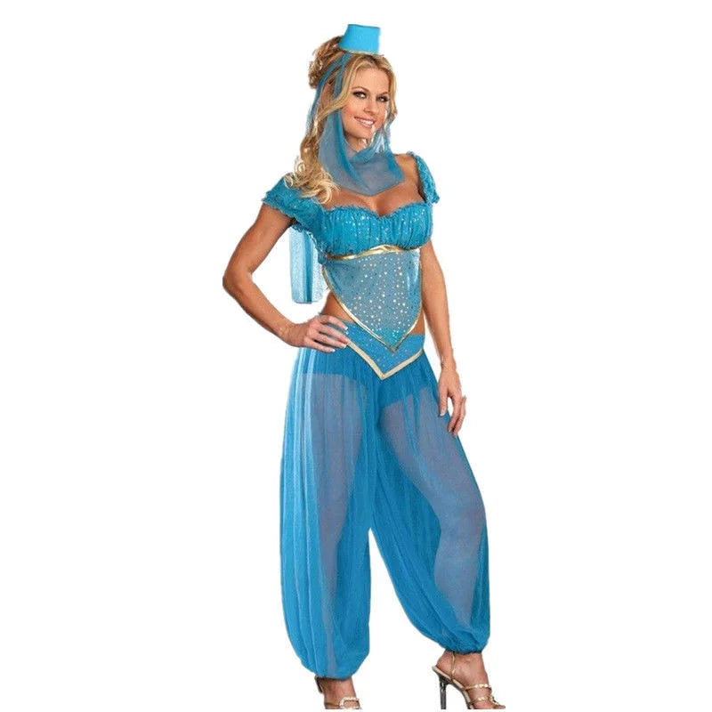 the GENIE IN A BOTTLE - Sexy Goddess Belly Dancer Dress Adult Arabic Dance Costume