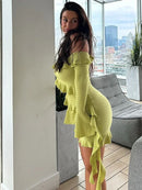 the DESIREE - Sexy Off Shoulder Pleated Ruffle Bandage Mini Dress