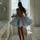 the BEACH BARBIE - Beach Backless Short Puffy Sling Dress, Women Sexy Lace Up Sleeveless A-Line Dresses, Summer Lady Vacation Seaside Solid Dress