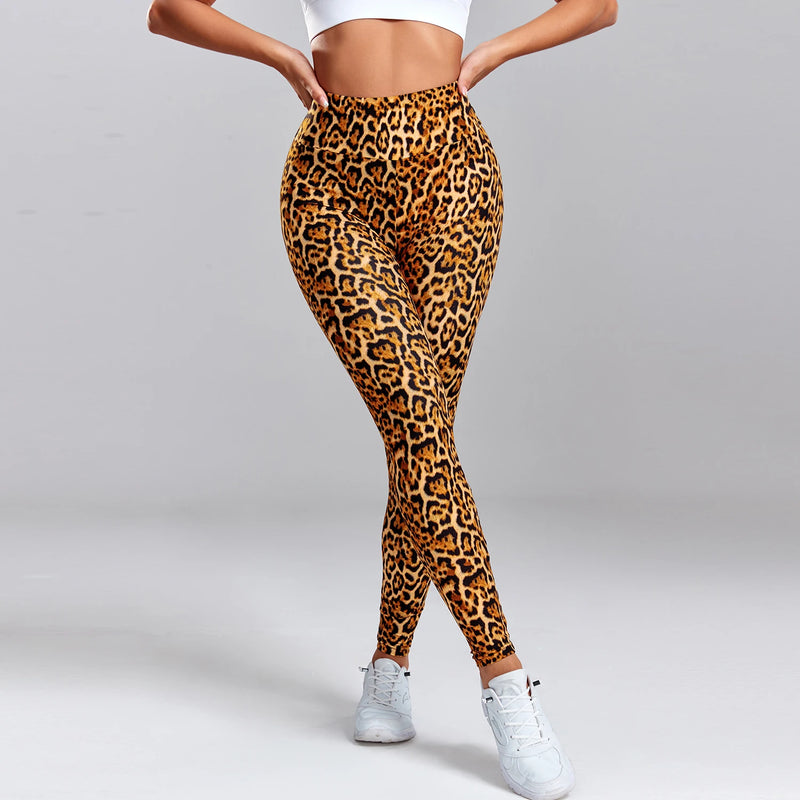 the LEOPARD LEGGINGS - Leopard Print Leggings Fitness Women High Waist Sexy Yoga Pants Scrunch Butt Booty Leggings