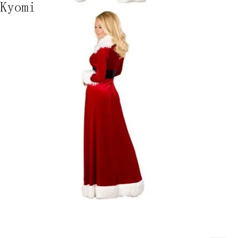 the SANTA BABY - Hot Women Sexy Deep V Neck Christmas Cosplay Costumes Halloween Festival Uniform Long Dress Santa Clause for Women Sexy Lingerie