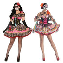 the SUGAR SKULL - Carnival Party Halloween Mexico Day of the Dead Sexy Sugar Skull Flower Fairy Ghost Bride Costume Cosplay Fancy Dress