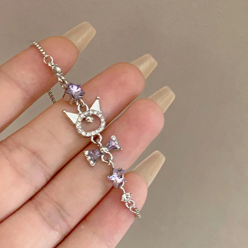 the CAT CLAW CHARM BRACELET - Charm Bracelet Exquisite Girl Shining Zircon Crystal Purple  Women Jewelry Accessory Christmas Gift