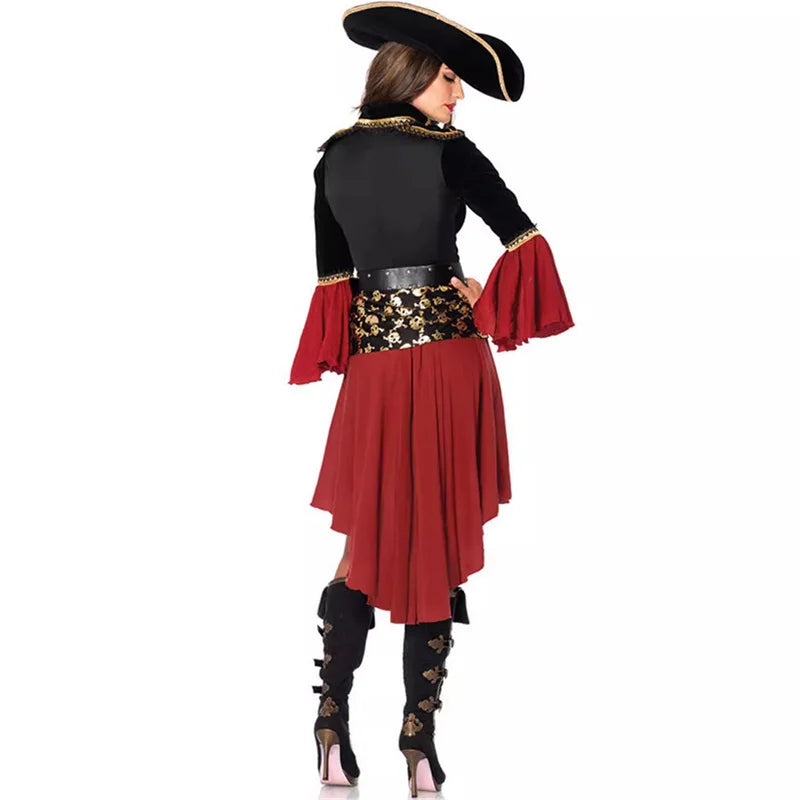 the PIRATE - Red Pirate Costume Women Pirate Captain Adult Female