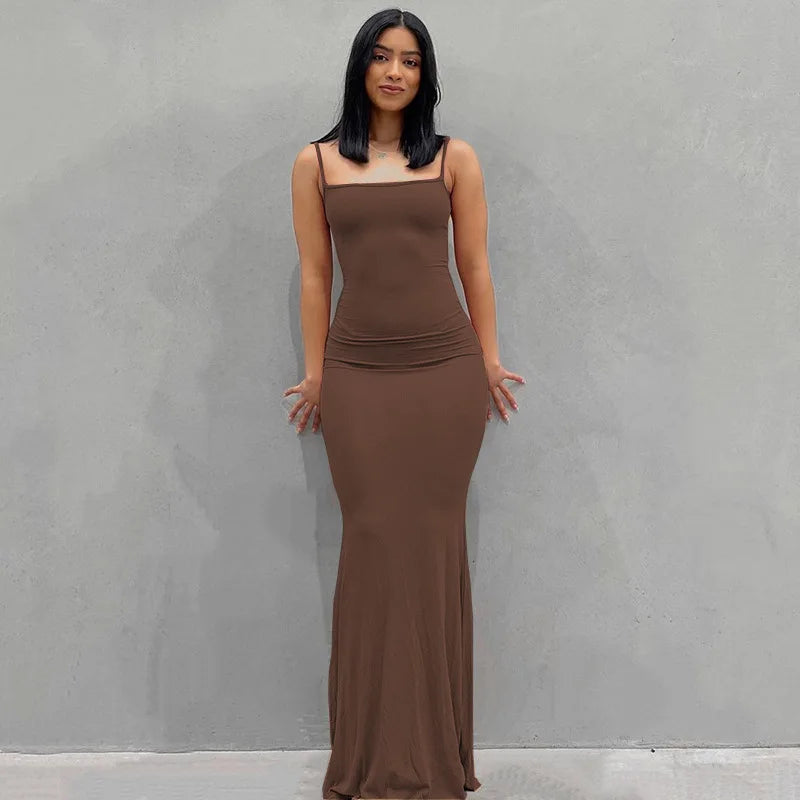 the MONA - Elegant Sexy Bodycon Slip Sleeveless Backless Maxi Dress