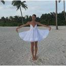 the SIXTEEN CANDLES - Sexy Flare Sleeve V-Neck Printed Mini Dress, Fashion Pleated A-line High Waist Gown New Lady Summer Evening Party/Club Dress