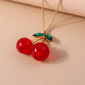 the CHERRY BOMB - Lovely Gold Color Wine Red Cherry Pendant Necklace Personality Necklace Wedding Jewelry Birthday Gifts