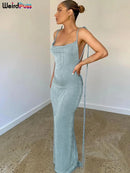 the STEPHANIE - Backless Lace Up Dress Sexy Bodycon Skinny Tassel Sleeveless Fashion Clubwear