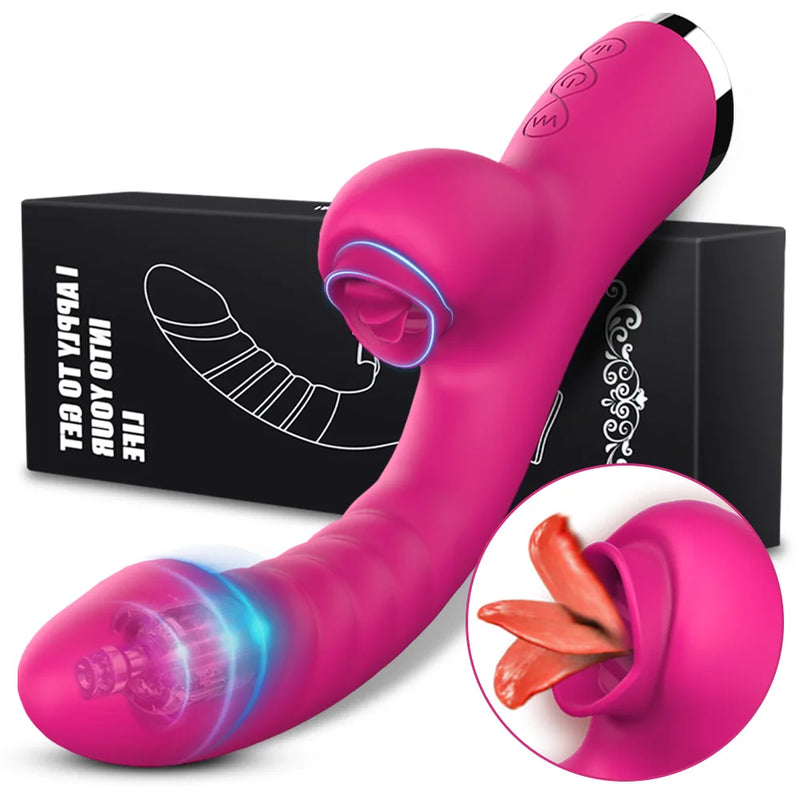 the LICKER - Tongue Licking Vibrator 2 In 1 Adult Women Sex Toys Dildos Vibrators Clitoris Stimulator With 20 Speeds Vibrators Sex Product