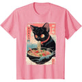 the NOODLE CAT - Delicious Noodles 3D Printed Short Sleeves O-Neck Loose T-Shirts for Women