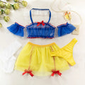 the SEXY SNOW WHITE - Sexy Halter Neck Split Maid Lingerie Outfit Women's Sweet Snow White Perspective Uniform Tempting Five Piece Set with Stockings