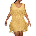 the TINA - Sexy Tassel Sequins Feather Mini Dress Spaghetti Strap Dresses Elegant Evening Party Club Dress